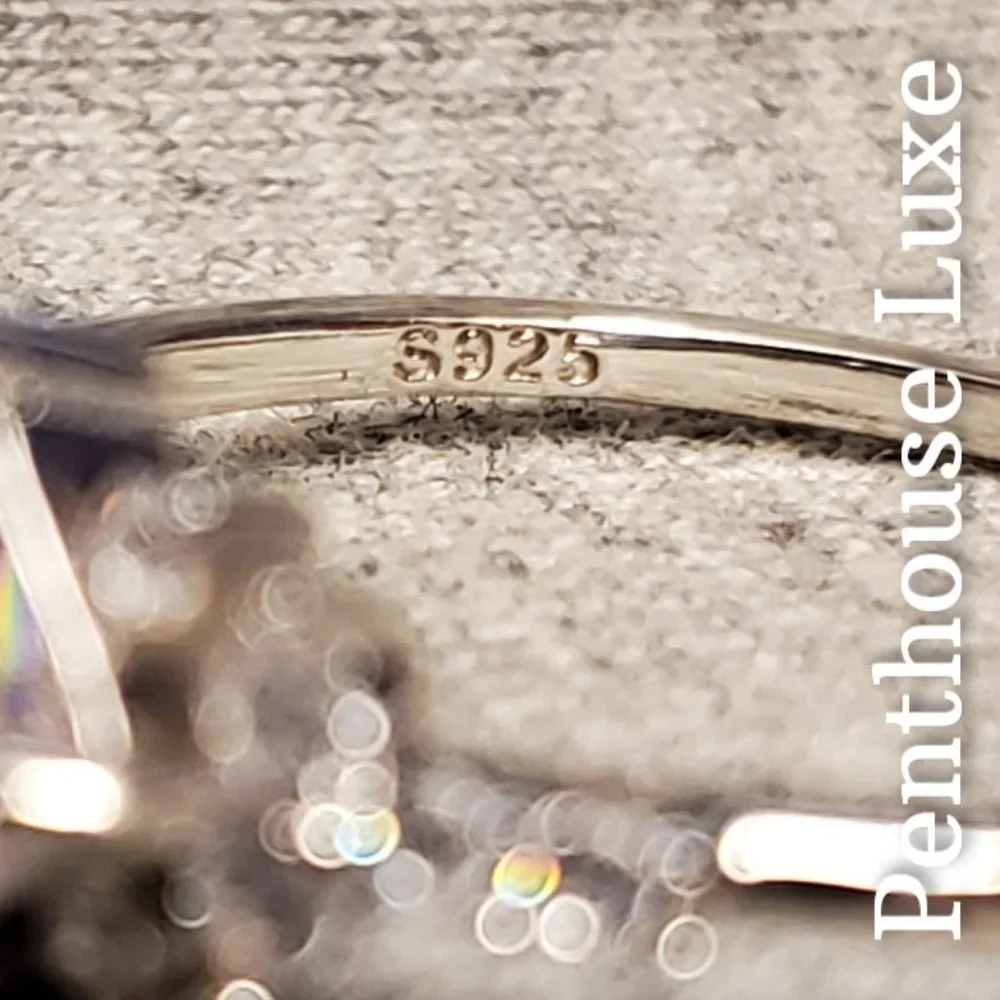 SOLID 925 Sterling Silver Pink Zircon Princess Ring